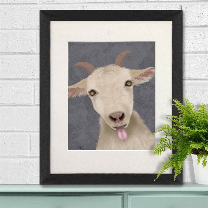 Funny Farm Goat 2, Animal Art Print, Wall Art | Print 14x11inch