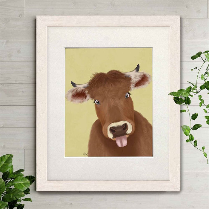 Funny Farm Cow 2, Animal Art Print, Wall Art | Print 14x11inch