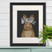 Rabbit, White Flowers, Art Print, Canvas Wall Art | Print 14x11inch