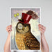 Owl With Top Hat, Bird Art Print, Wall Art | Print 14x11inch