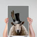 Steampunk Sheep, Animal Art Print, Wall Art | Print 18x24inch