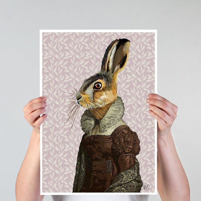 Madam Hare, Art Print, Canvas Wall Art | Framed Black