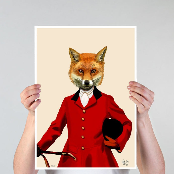 Fox Hunter 2, Portrait, Art Print, Canvas Wall Art | Framed Black
