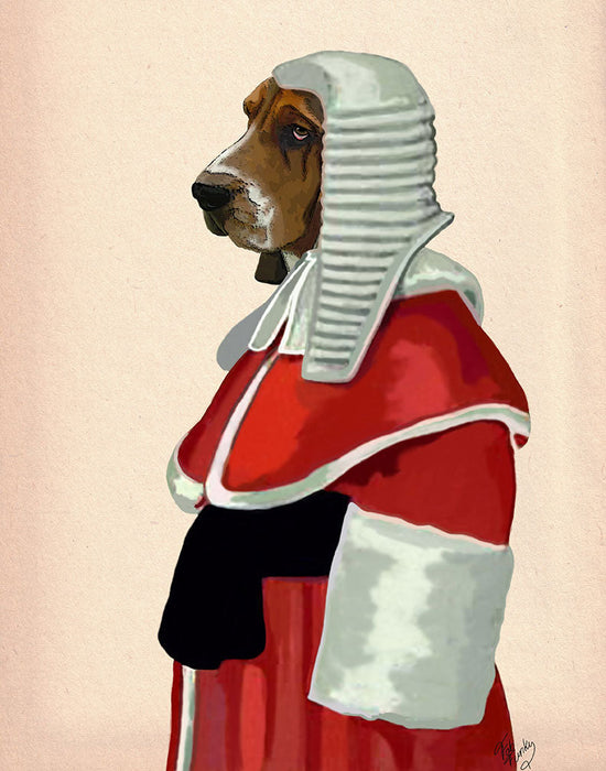Basset Hound Judge, Portrait, Dog Art Print, Wall art | FabFunky