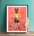 Greyhound Cyclist, Dog Art Print, Wall art | Print 14x11inch