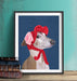 Greyhound with Red Woolly Hat, Dog Art Print, Wall art | Print 14x11inch