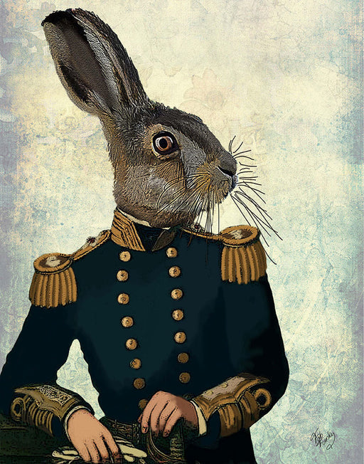 Lieutenant Hare, Art Print, Canvas Wall Art | FabFunky