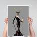 Glamour Deer in Black, Art Print, Canvas Wall Art | Framed Black