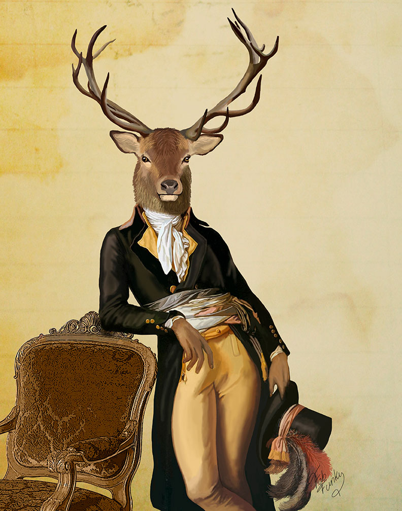 Deer and Chair, Full, Art Print, Canvas Wall Art — FabFunky display picture 3