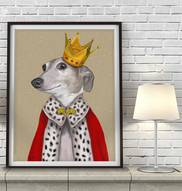 Greyhound Queen, Dog Art Print, Wall art | Print 14x11inch