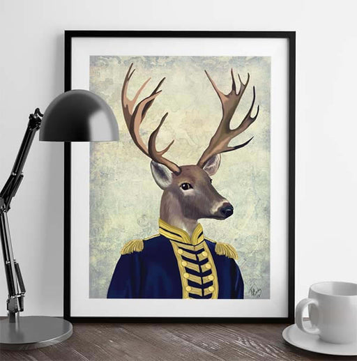 Captain Deer, Animal Art Print, Wall Art | Print 14x11inch