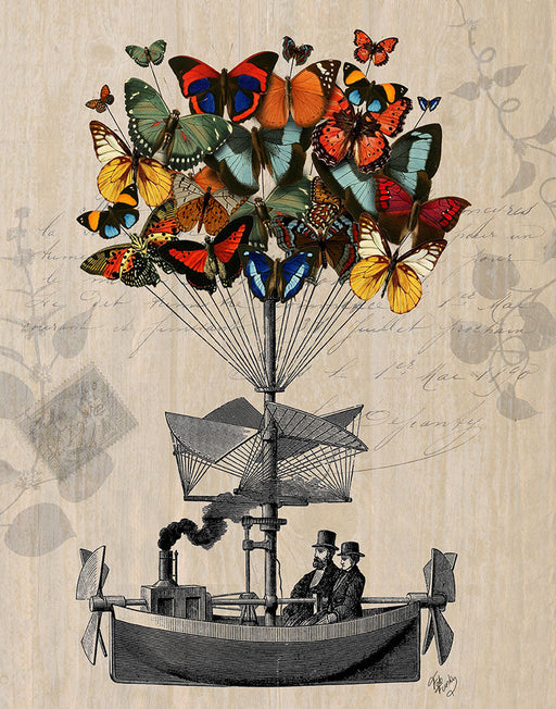 Butterfly Airship, Art Print, Canvas Wall Art | FabFunky