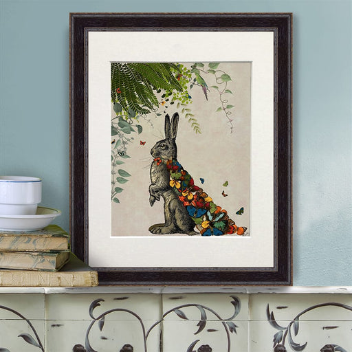 Hare with Butterfly Cloak, Art Print, Canvas Wall Art | Print 14x11inch