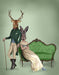 Mr Deer and Mrs Rabbit, Art Print, Canvas Wall Art | FabFunky