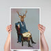 Distinguished Deer, Full, Art Print, Canvas Wall Art | Framed White