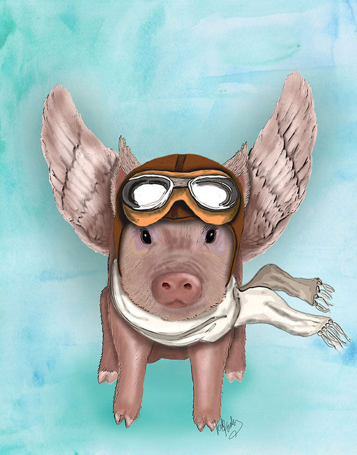 Aviator Piggy, Animal Art Print, Wall Art | FabFunky