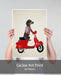 Dachshund on a Moped, Dog Art Print, Wall art | Framed Black