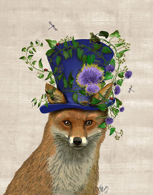 Fox Mad Hatter, Art Print, Canvas Wall Art | FabFunky