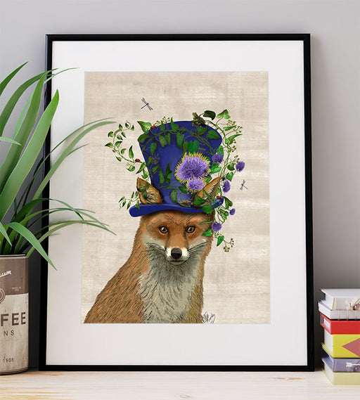 Fox Mad Hatter, Art Print, Canvas Wall Art | Print 14x11inch