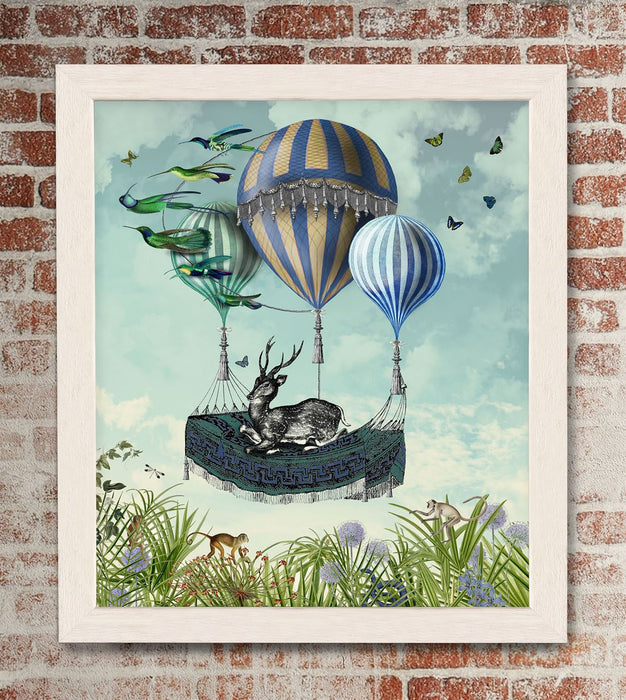 Flight Of The Stag, Limited Edition, Fine Art Print | Ltd Ed Framed White