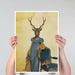 Deer In Blue Dress, Art Print, Canvas Wall Art | Canvas 11x14inch