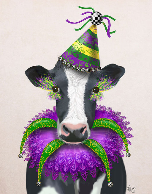 Mardi Gras Cow, Animal Art Print, Wall Art | FabFunky