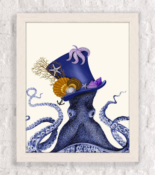 Octopus, Nautical Hat, Nautical print, Coastal art