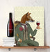 Wine Taster Fox, Portrait, Art Print, Canvas Wall Art | Print 14x11inch
