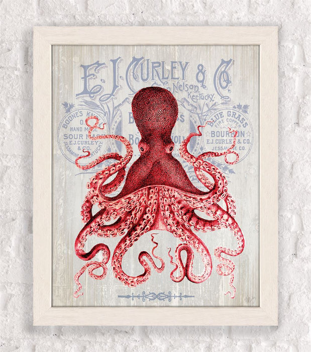 Octopus, Prohibition Octopus On White, Nautical print, Coastal art