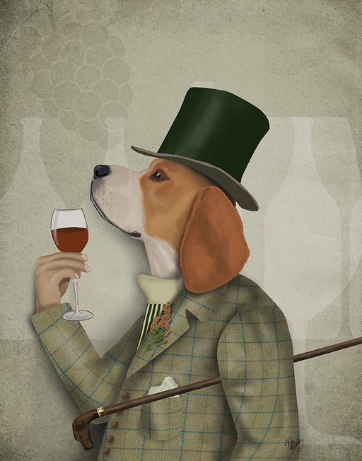Beagle Wine Snob, Dog Art Print, Wall art | FabFunky