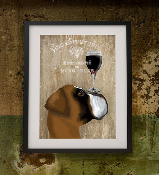 Boxer, Dog au vin, Dog Art Print, Wall art | Print 14x11inch