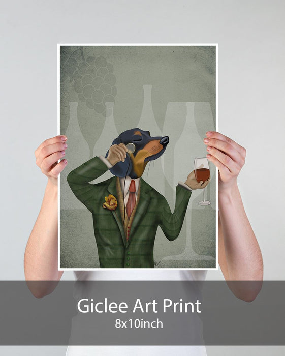 Dachshund Wine Snob, Dog Art Print, Wall art | Print 18x24inch