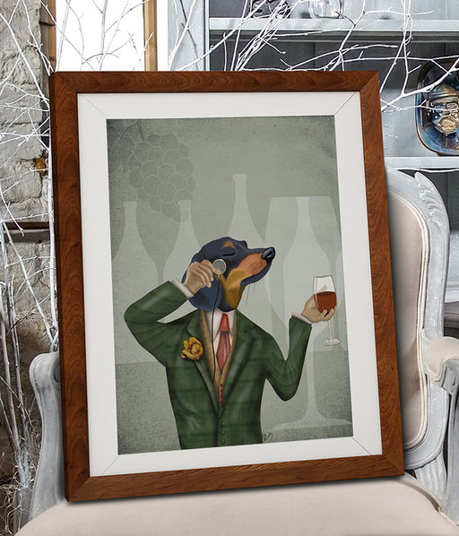 Dachshund Wine Snob, Dog Art Print, Wall art | Print 14x11inch