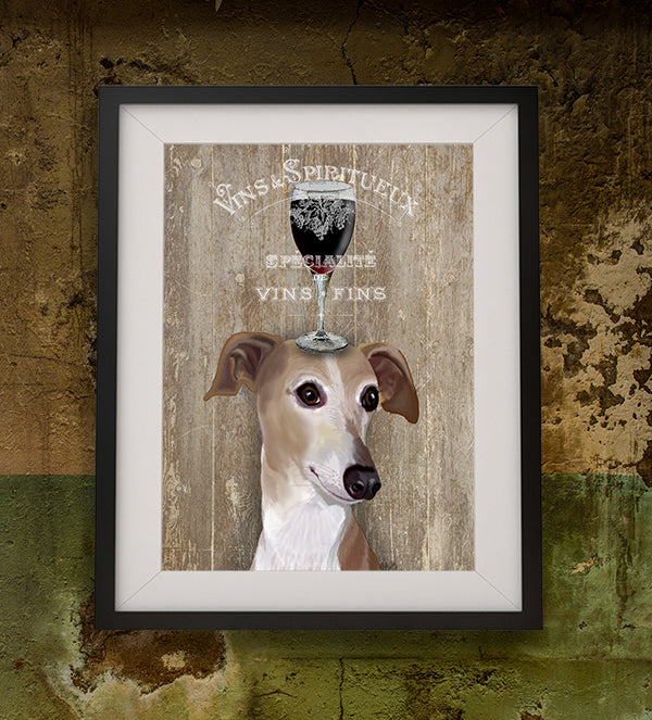 Greyhound, Dog Au Vin, Dog Art Print, Wall art | Print 14x11inch