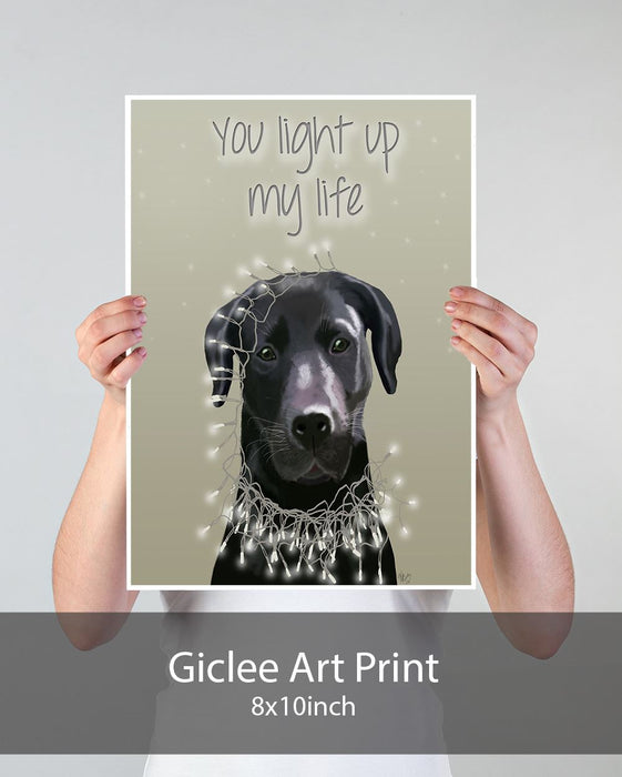 Labrador Black, You Light Up, Dog Art Print, Wall art | Print 18x24inch
