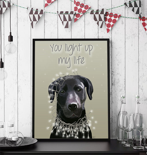 Labrador Black, You Light Up, Dog Art Print, Wall art | Print 14x11inch