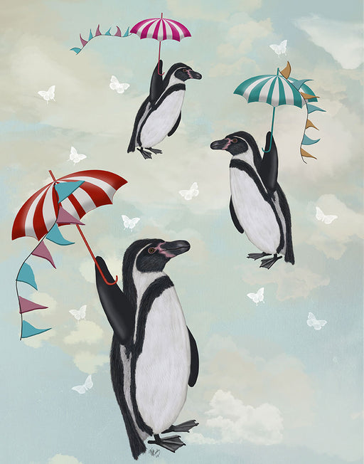 Floating Penguins, Art Print, Canvas Wall Art | FabFunky