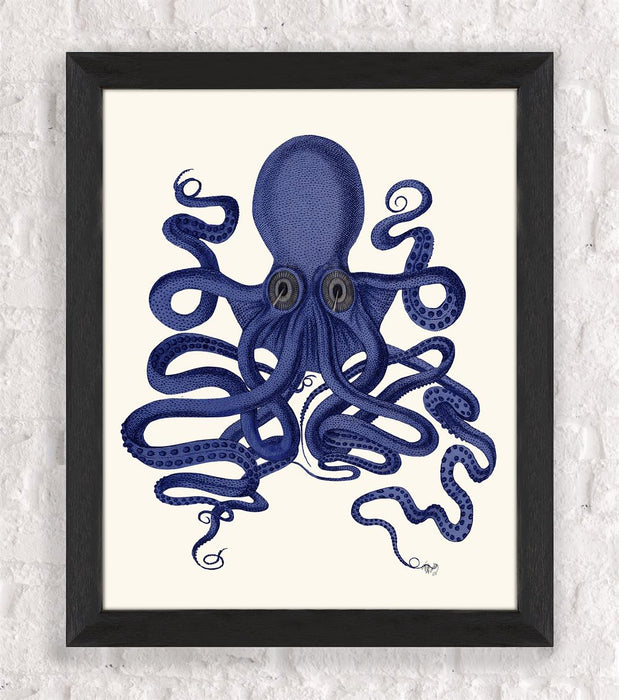 Octopus 9, Blue, Red, Teal or White, Nautical print, Coastal art