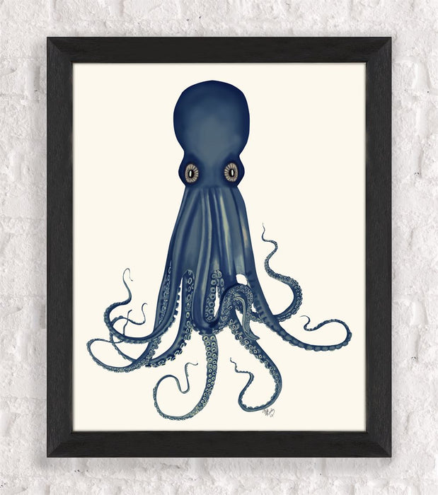 Octopus 8, Blue, Nautical print, Coastal art