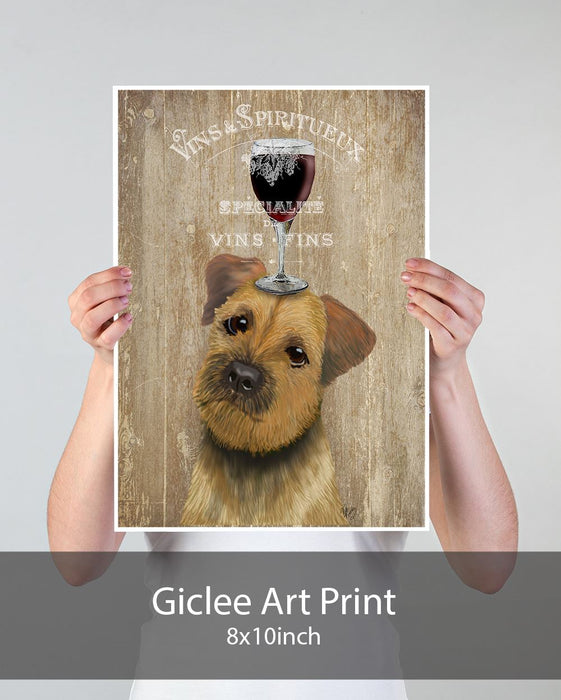 Border Terrier, Dog Au Vin, Dog Art Print, Wall art | Print 18x24inch