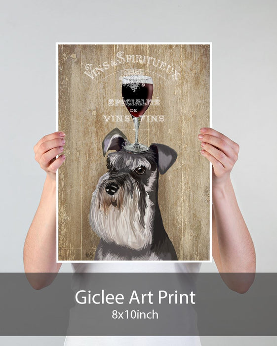 Schnauzer, Dog Au Vin, Dog Art Print, Wall art | Print 18x24inch