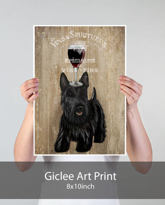 Scottish Terrier, Dog Au Vin, Dog Art Print, Wall art | Print 18x24inch