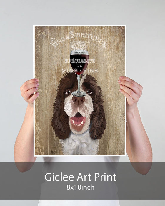 Springer Spaniel, Dog Au Vin, Dog Art Print, Wall art | Print 18x24inch
