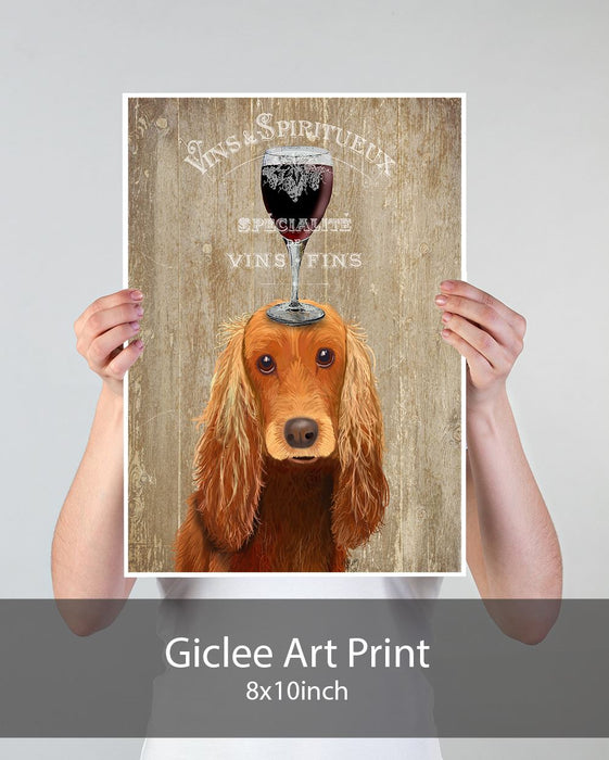 Cocker Spaniel, Dog Au Vin, Dog Art Print, Wall art | Print 18x24inch
