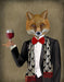 Fox in Black Jacket with Wine, Art Print, Canvas Wall Art | FabFunky