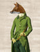 Fox in Green Jacket, Art Print, Canvas Wall Art | FabFunky