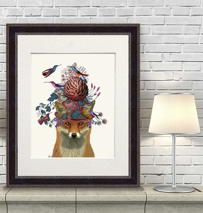 Fox Birdkeeper with Artichoke, Art Print, Canvas Wall Art | Print 14x11inch