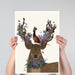Deer Birdkeeper, Scottish, Art Print, Canvas Wall Art | Canvas 11x14inch