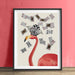 Flamingo and Cards, Art Print, Canvas Wall Art | Print 14x11inch