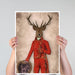 Deer in Red and Gold Jacket, Full, Art Print | Canvas 11x14inch